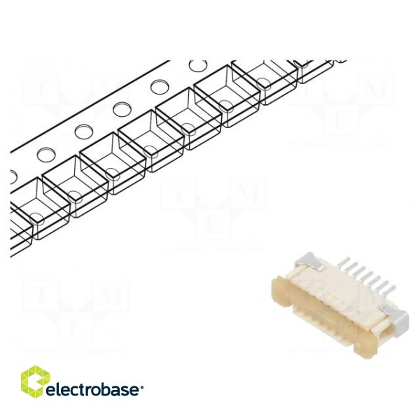 Connector: FFC/FPC | horizontal | PIN: 7 | top contacts,ZIF | SMT | 50V