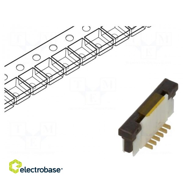 Connector: FFC/FPC | vertical | PIN: 6 | ZIF | SMT | 125V | 1A | gold flash