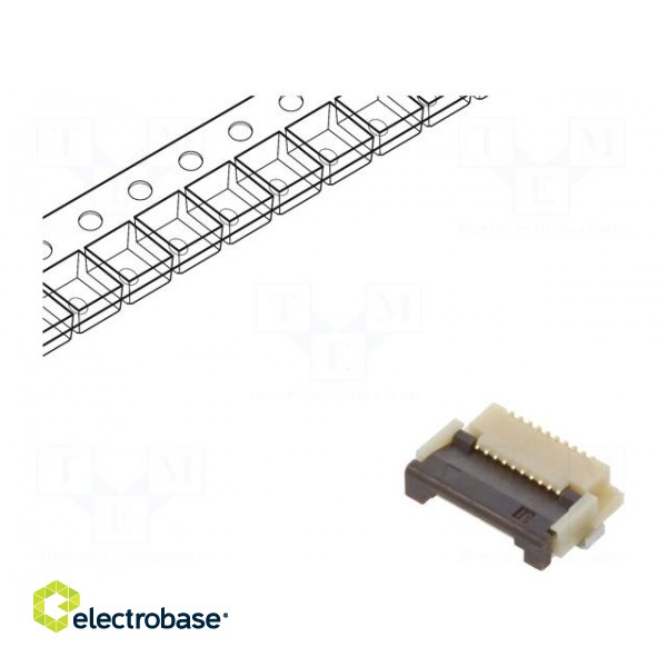 Connector: FFC/FPC | horizontal | PIN: 10 | bottom contacts,ZIF | SMT paveikslėlis 1