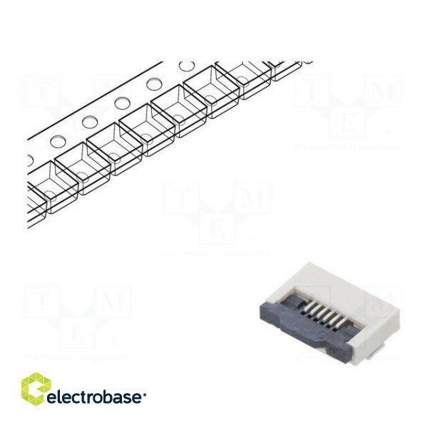 Connector: FFC/FPC | horizontal | PIN: 6 | ZIF | SMT | 500mA | tinned | 30mΩ image 1