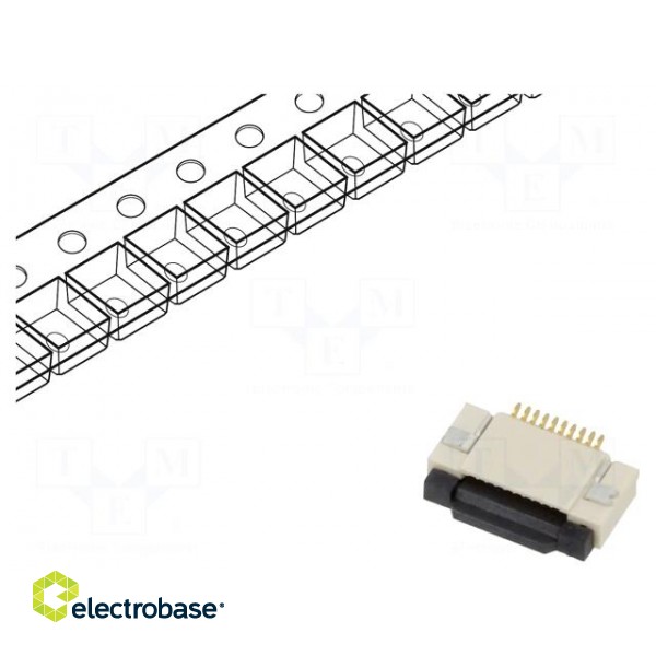 Connector: FFC/FPC | horizontal | PIN: 10 | ZIF | SMT | 50V | 0.4A | Mat: LCP paveikslėlis 1