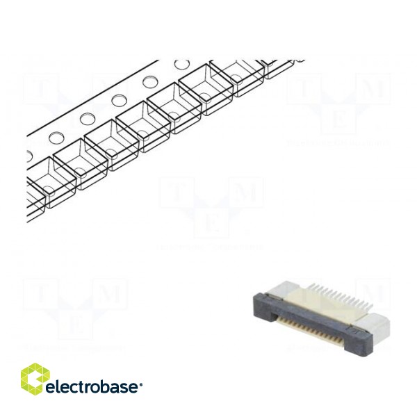 Connector: FFC (FPC) | horizontal | PIN: 14 | ZIF | SMT | 500mA | tinned paveikslėlis 1