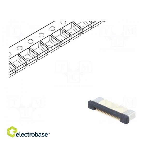 Connector: FFC (FPC) | horizontal | PIN: 16 | ZIF | SMT | 500mA | tinned paveikslėlis 1