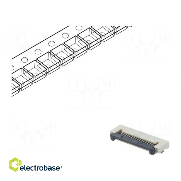 Connector: FFC/FPC | horizontal | PIN: 16 | ZIF | SMT | 500mA | tinned