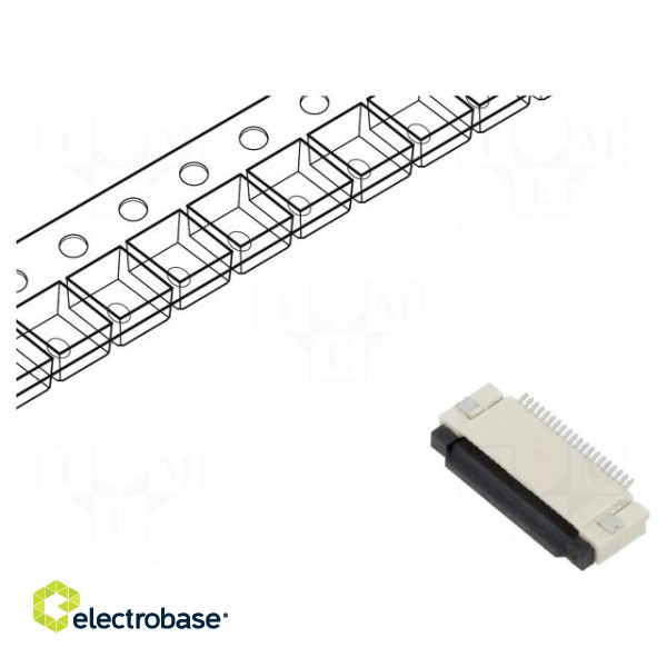 Connector: FFC/FPC | horizontal | PIN: 20 | ZIF | SMT | 50V | 0.4A | tinned paveikslėlis 1