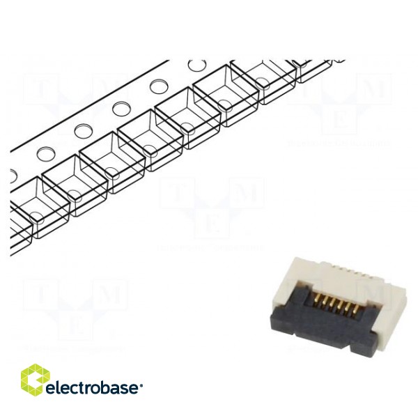 Connector: FFC/FPC | horizontal | PIN: 6 | ZIF | SMT | 50V | 0.4A | -25÷85°C paveikslėlis 1