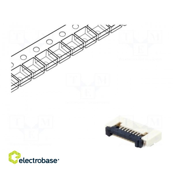 Connector: FFC (FPC) | horizontal | PIN: 8 | ZIF | SMT | tinned | 30mΩ paveikslėlis 1