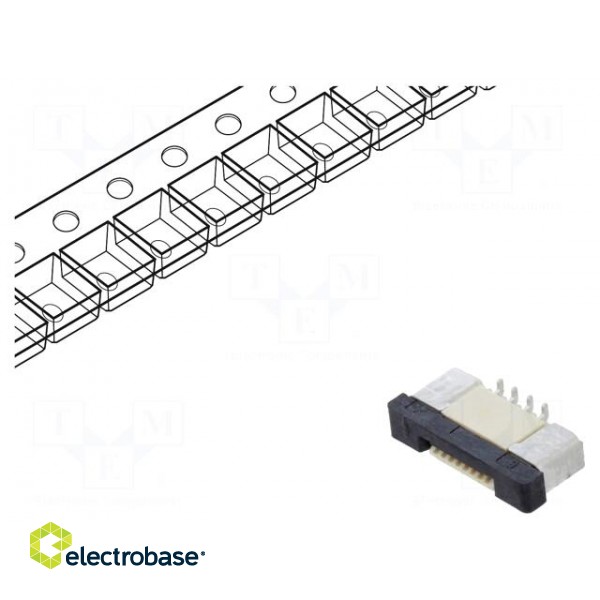 Connector: FFC/FPC | horizontal | PIN: 8 | ZIF | SMT | 500mA | tinned | 30mΩ paveikslėlis 1