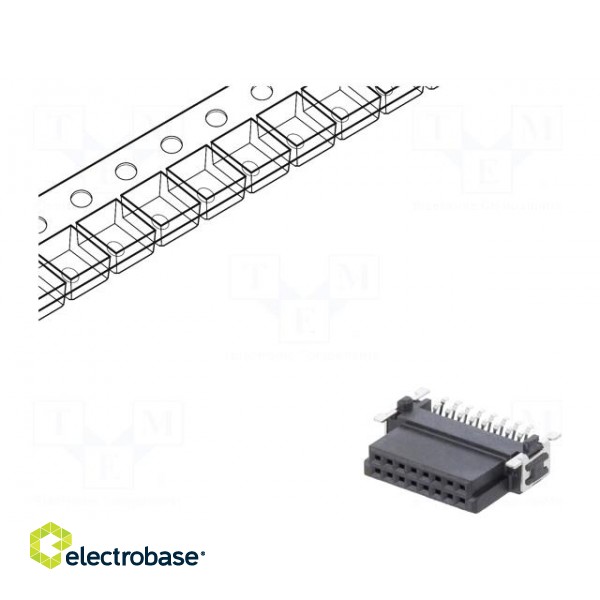Connector: PCB to PCB | female | PIN: 16 | 1.27mm | -55÷125°C | UL94V-0 image 1