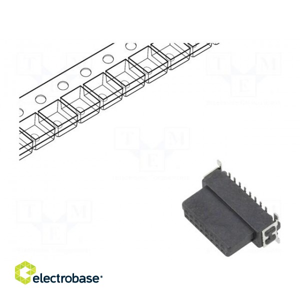 Connector: PCB to PCB | female | PIN: 16 | 1.27mm | -55÷125°C | UL94V-0 image 1