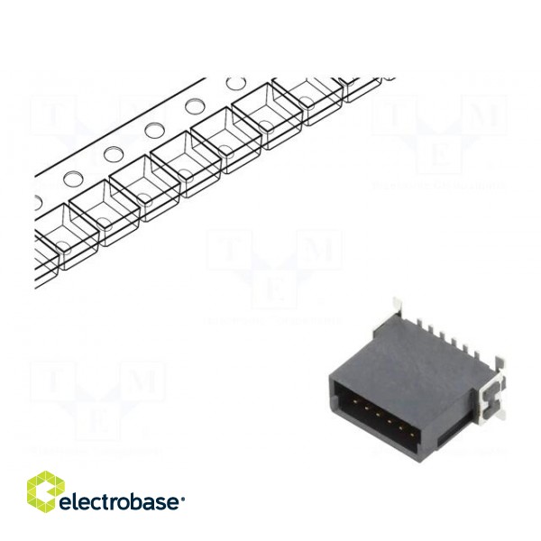 Connector: PCB to PCB | male | PIN: 12 | 1.27mm | -55÷125°C | UL94V-0 paveikslėlis 1