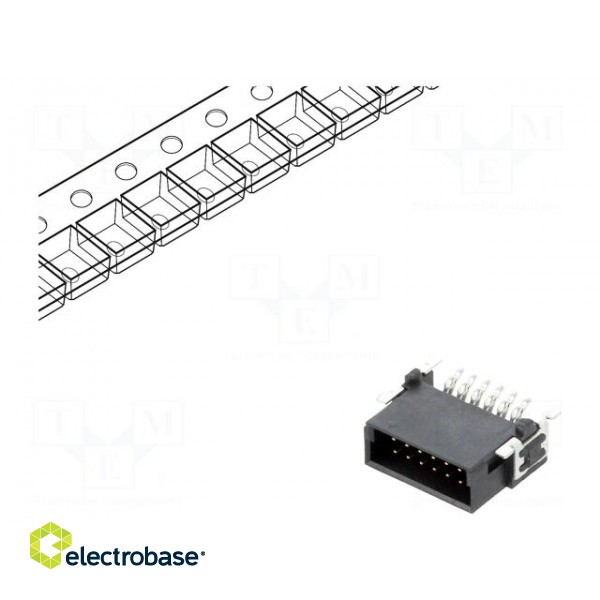 Connector: PCB to PCB | male | PIN: 12 | 1.27mm | -55÷125°C | UL94V-0 фото 1