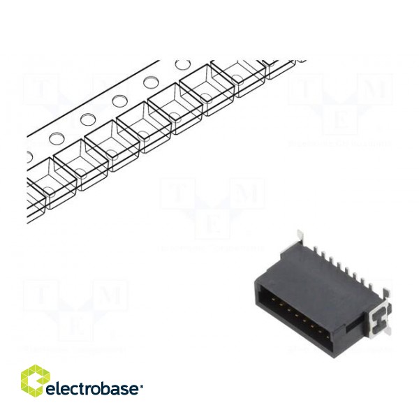 Connector: PCB to PCB | male | PIN: 16 | 1.27mm | -55÷125°C | UL94V-0 image 1
