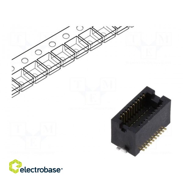Connector: PCB to PCB | male | PIN: 20 | 0.5mm | H: 4.3mm | DF12N | SMT paveikslėlis 1