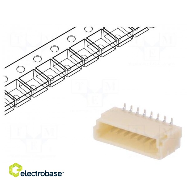 Socket | wire-board | male | SH,SR | 1mm | PIN: 8 | SMT | 50V | 1A | -25÷85°C image 1