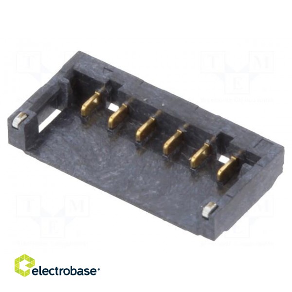 Socket | wire-board | male | 1.2mm | PIN: 6 | SMT | on PCBs | -25÷85°C | 50V