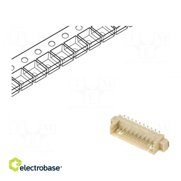 Socket | wire-board | male | 1.25mm | PIN: 10 | SMT | 250V | 1A | tinned image 1