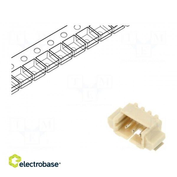 Socket | wire-board | male | 1.25mm | PIN: 3 | SMT | 125V | 1A | tinned paveikslėlis 1