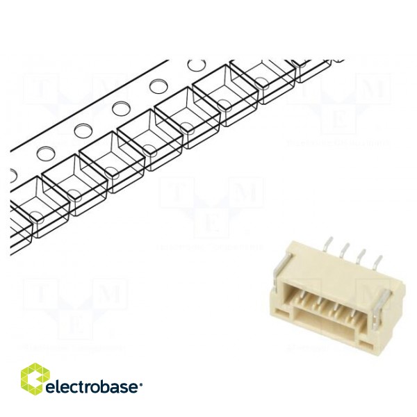 Socket | wire-board | male | 1.25mm | PIN: 4 | w/o contacts | on PCBs | 50V
