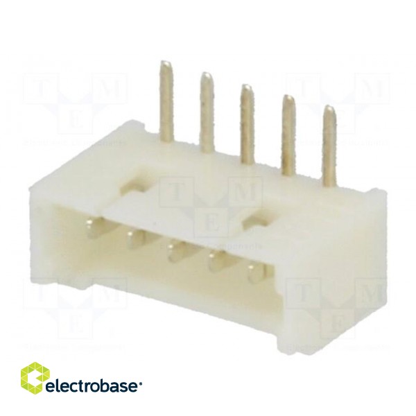 Socket | wire-board | male | 1.25mm | PIN: 5 | THT | 125V | 1A | tinned image 1