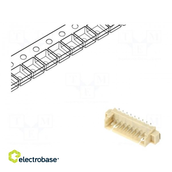 Socket | wire-board | male | 1.25mm | PIN: 9 | SMT | 250V | 1A | tinned image 1