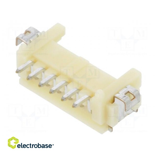Socket | wire-board | male | DF13 | 1.25mm | PIN: 6 | SMT | on PCBs | tinned image 2