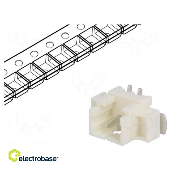 Socket | wire-board | male | PicoBlade | 1.25mm | PIN: 2 | SMT | 1A | tinned фото 1