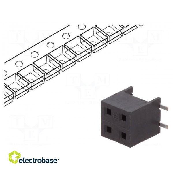 Socket | wire-board | female | Minitek | 2mm | PIN: 4 | SMT | on PCBs | 2A фото 1