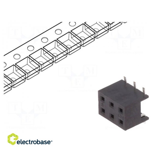 Socket | wire-board | female | Minitek | 2mm | PIN: 6 | SMT | on PCBs | 2A image 1