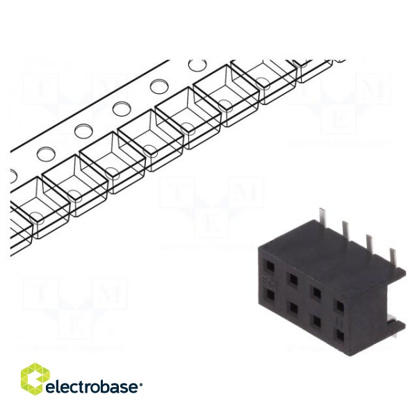 Socket | wire-board | female | Minitek | 2mm | PIN: 8 | SMT | on PCBs | 2A image 1