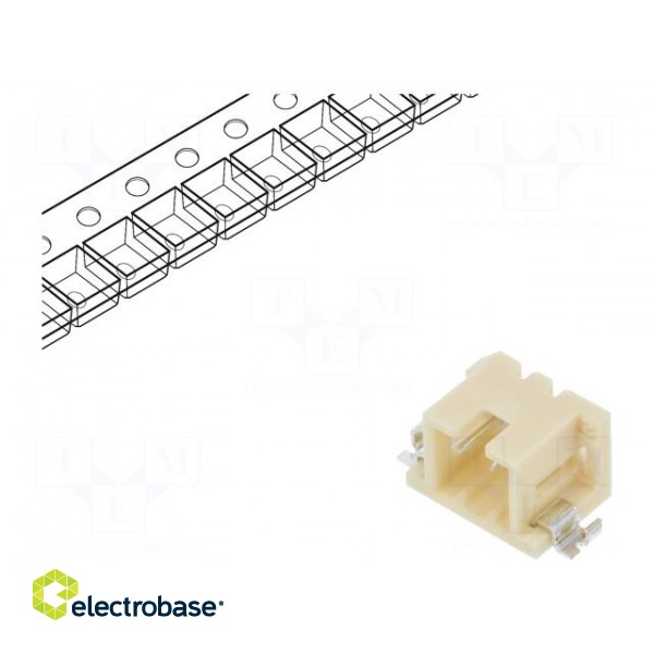 Socket | wire-wire/PCB | male | DF3 | 2mm | PIN: 2 | SMT | on PCBs | tinned фото 1