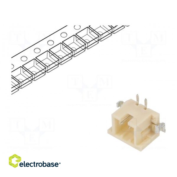 Socket | wire-wire/PCB | male | DF3 | 2mm | PIN: 2 | SMT | on PCBs | tinned фото 1