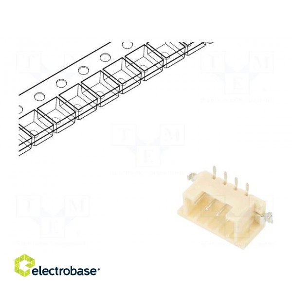 Socket | wire-wire/PCB | male | DF3 | 2mm | PIN: 4 | SMT | on PCBs | tinned