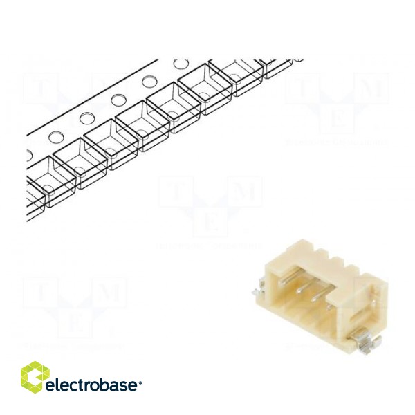 Socket | wire-wire/PCB | male | DF3 | 2mm | PIN: 4 | SMT | on PCBs | tinned фото 1