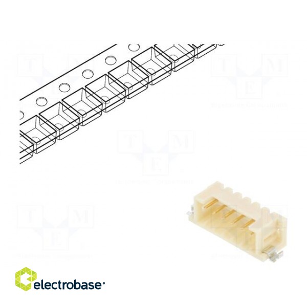 Socket | wire-wire/PCB | male | DF3 | 2mm | PIN: 6 | SMT | on PCBs | 1000pcs. фото 1