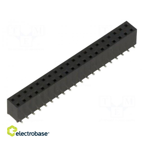 Socket | pin strips | female | 2.54mm | PIN: 40 | SMT | on PCBs | vertical