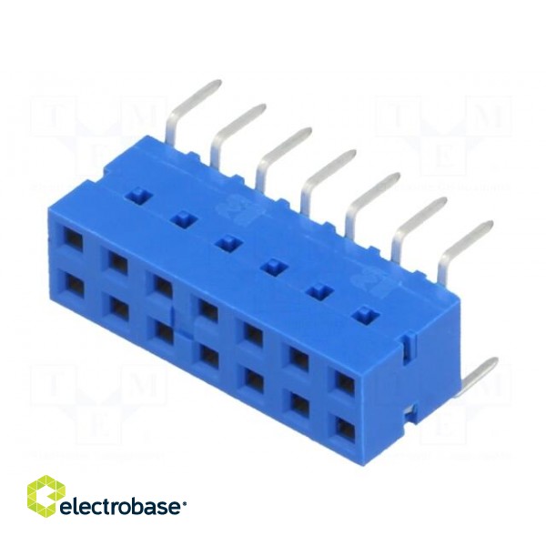 Socket | PCB to PCB | female | Dubox® | 2.54mm | PIN: 14 | THT | 2A | blue image 1