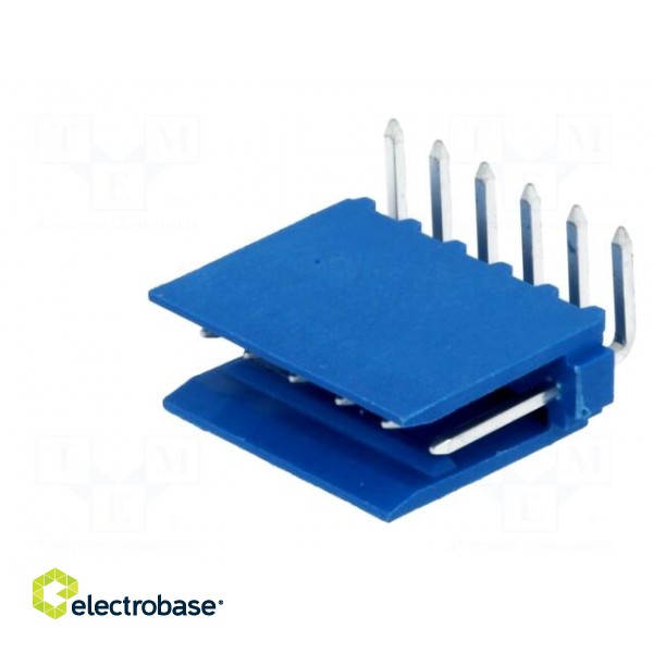 Socket | wire-board | male | HE14 | 2.54mm | PIN: 6 | THT | 3A | tinned | blue paveikslėlis 2