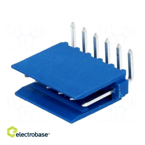 Socket | wire-board | male | HE14 | 2.54mm | PIN: 6 | THT | 3A | tinned | blue paveikslėlis 1