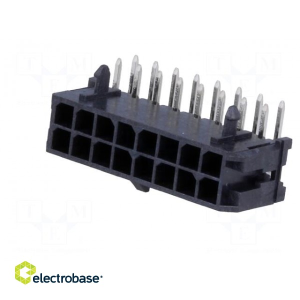 Socket | wire-board | male | Micro-Fit 3.0 | 3mm | PIN: 16 | THT | 5A | 600V paveikslėlis 2
