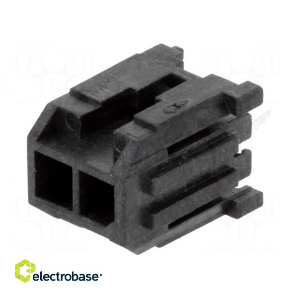 Socket | wire-board | male | Micro-Fit 3.0 | 3mm | PIN: 2 | THT | 5A | tinned paveikslėlis 1