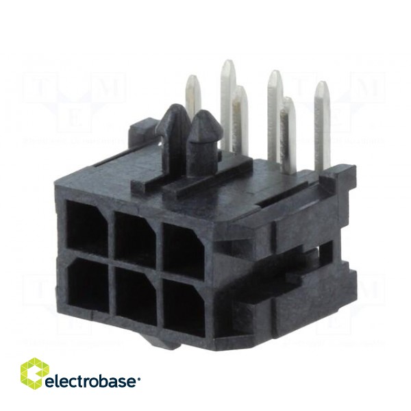 Socket | wire-board | male | Micro-Fit 3.0 | 3mm | PIN: 6 | THT | 5A | 600V image 1