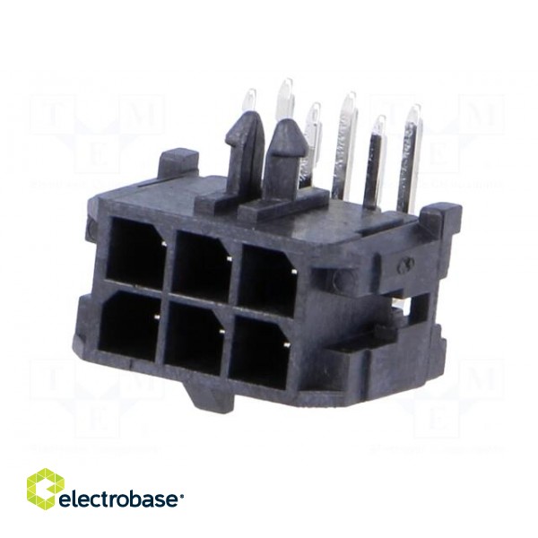 Socket | wire-board | male | Micro-Fit 3.0 | 3mm | PIN: 6 | THT | 5A | tinned image 2