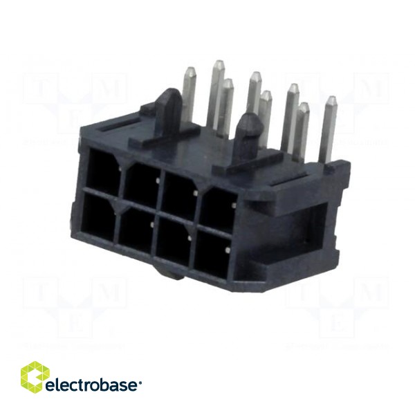 Socket | wire-board | male | Minitek Pwr 3.0 | 3mm | PIN: 8 | PCB snap-in image 2