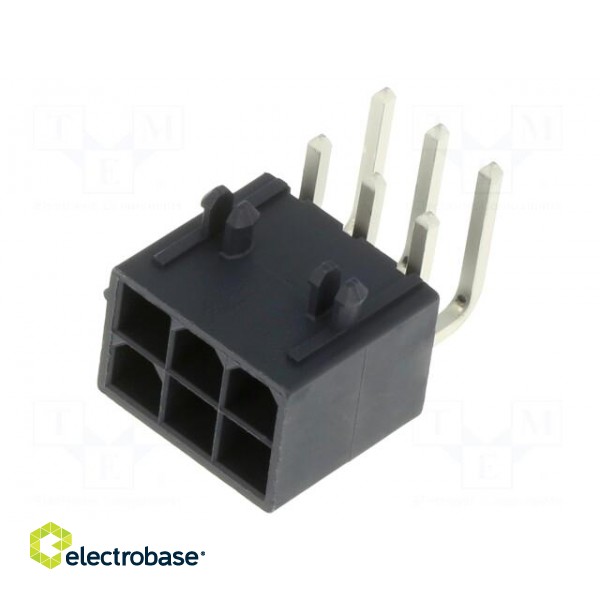 Socket | wire-board | male | Mini-Fit Jr | 4.2mm | PIN: 6 | Glow-Wire | THT