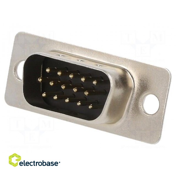 D-Sub | PIN: 15 | plug | male | for panel mounting | straight | soldering image 1