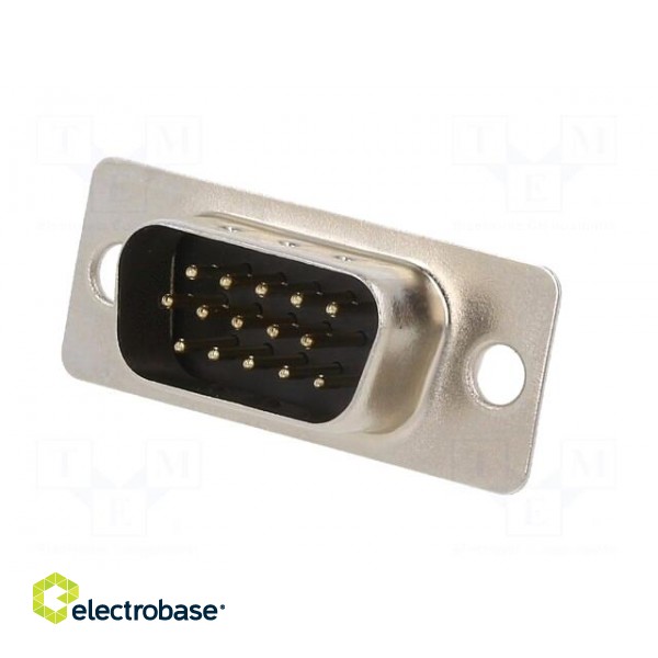 D-Sub | PIN: 15 | plug | male | for panel mounting | straight | soldering image 2