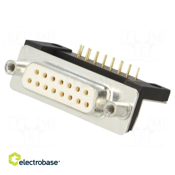 D-Sub | PIN: 15 | socket | female | for panel mounting,on PCBs | THT image 1
