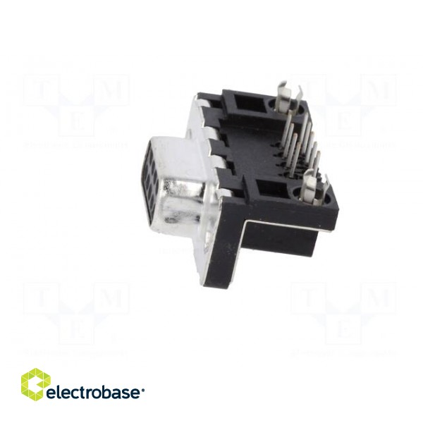 D-Sub | PIN: 9 | socket | female | on PCBs,PCB snap | angled 90° | THT image 3