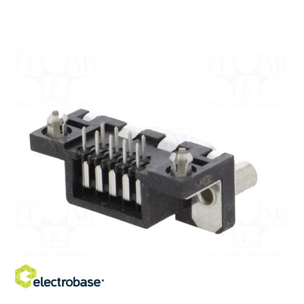 D-Sub | PIN: 9 | socket | female | on PCBs,PCB snap | angled 90° | THT фото 6